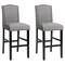 Set of 2 Counter Height Dining Side Barstools with Thick Cushion-Gray
